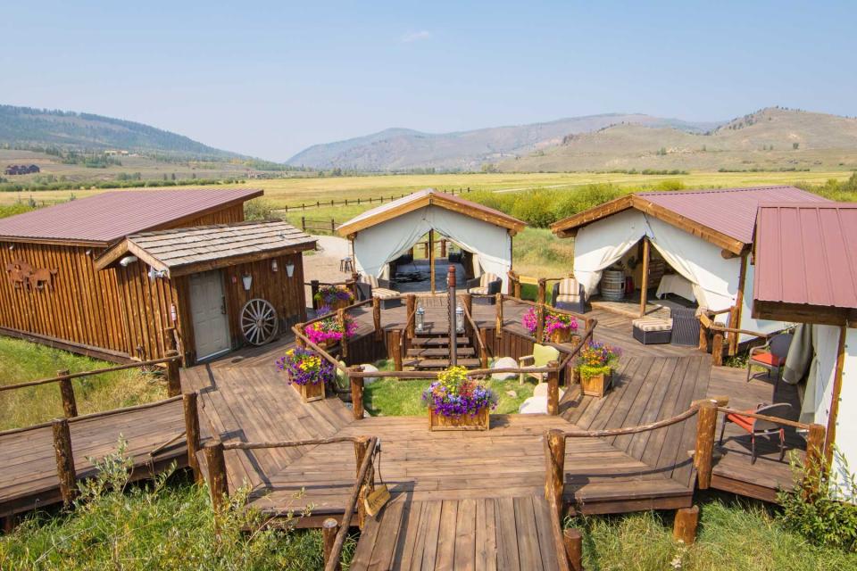 Circle of spa tents at the C Lazy U Ranch in Colorado