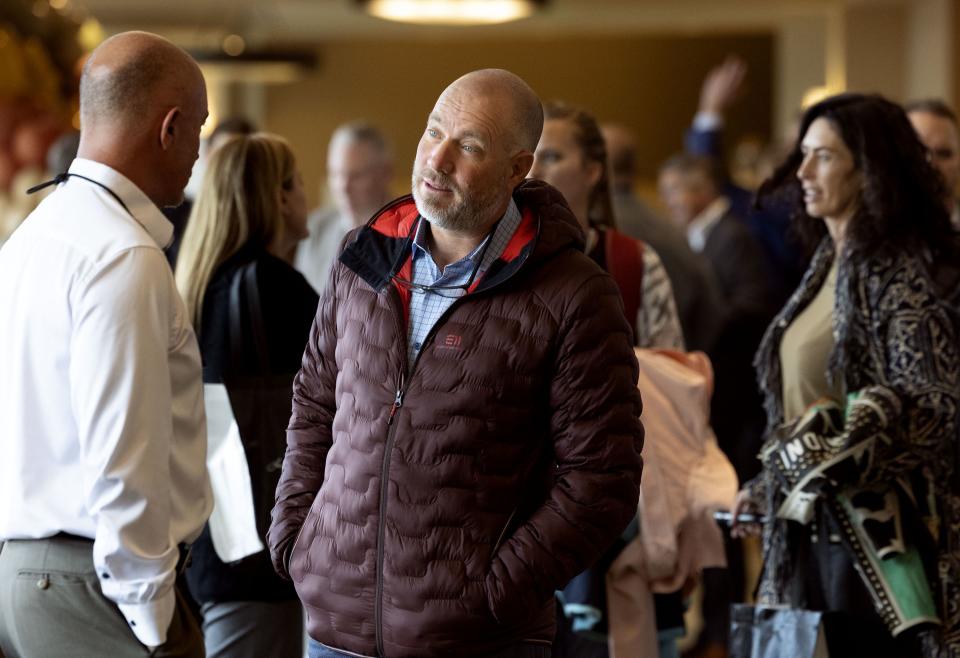 Steve Miller, chairman of the board of directors for the Larry H. Miller Group of Companies, speaks with JT Taylor at Montage Deer Valley in Park City on Wednesday, Oct. 4, 2023. | Laura Seitz, Deseret News