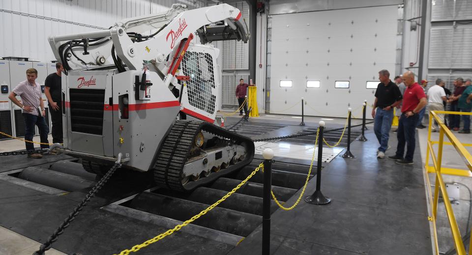 Iowa State University introduces its new Off-Highway Vehicle Chassis Dynamometer Laboratory during an open house at the university's BioCentury Research Farm, on Aug. 31, 2022, in Boone, Iowa.