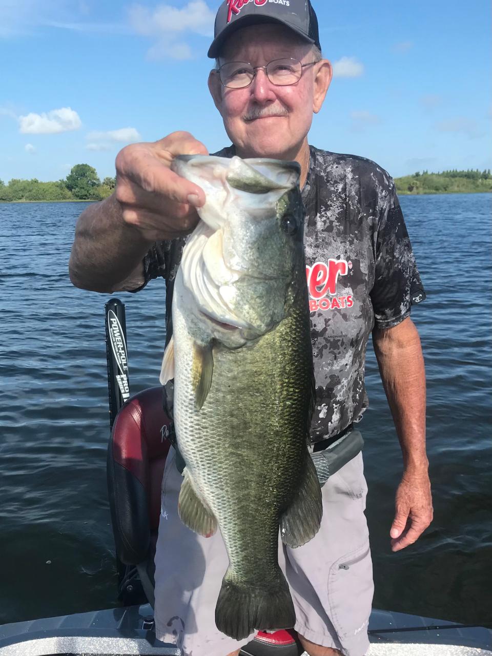 Danny Hamm caught this 8-pound bass recently on a junebug worm in the pits near Mulberry. This was the biggest fish out of a hauling of 40, with 20 being more than 3 pounds, as well as a 6- and 7- pounder.