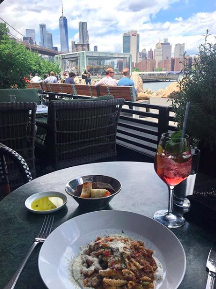 <p>Travelling alone? Cecconi’s in Dumbo, Brooklyn is the place where you want to be. The down to earth restaurant has friendly customer service, creating a warm atmosphere. The wine list is impressive, all with an incredible view of the East River. </p>