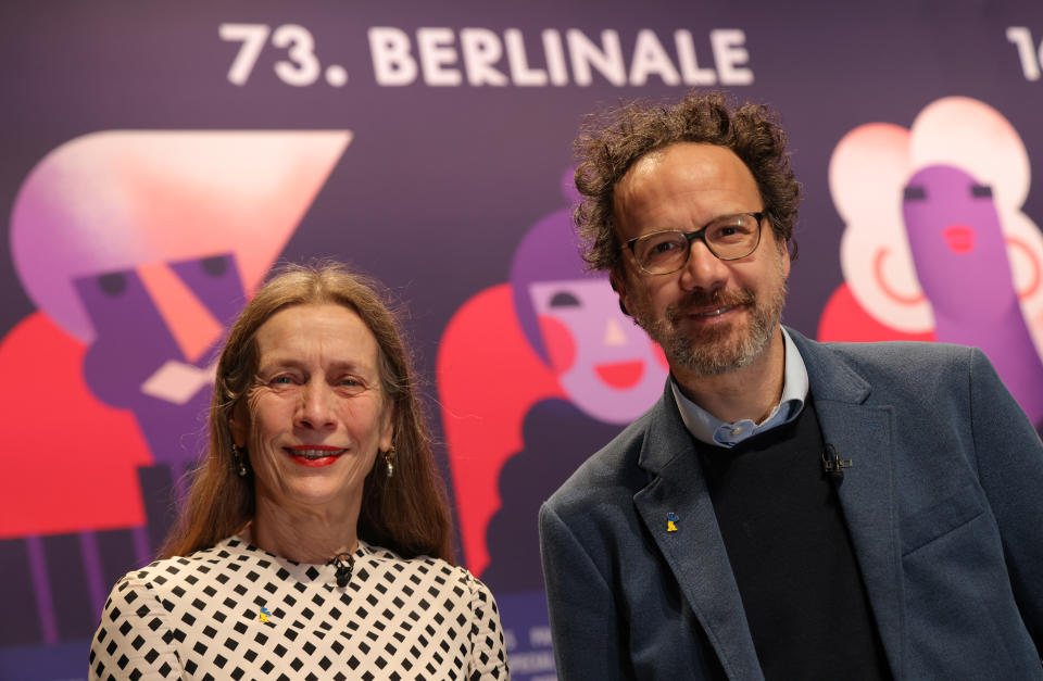 Mariette Rissenbeek and Carlo Chatrian at Berlinale 2023 press conference 