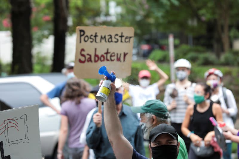 Demonstration outside of the condo of Postmaster General Louis DeJoy, in Washington
