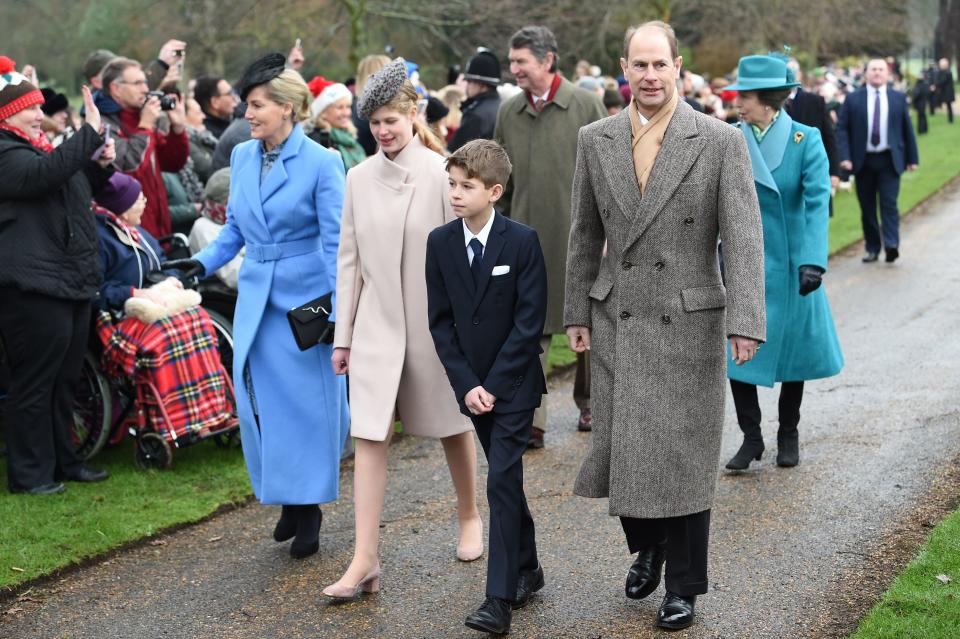 The Earl and Countess of Wessex with their children Lady Louise and James, Viscount Severn at Christmas 2018 [Photo: Getty]