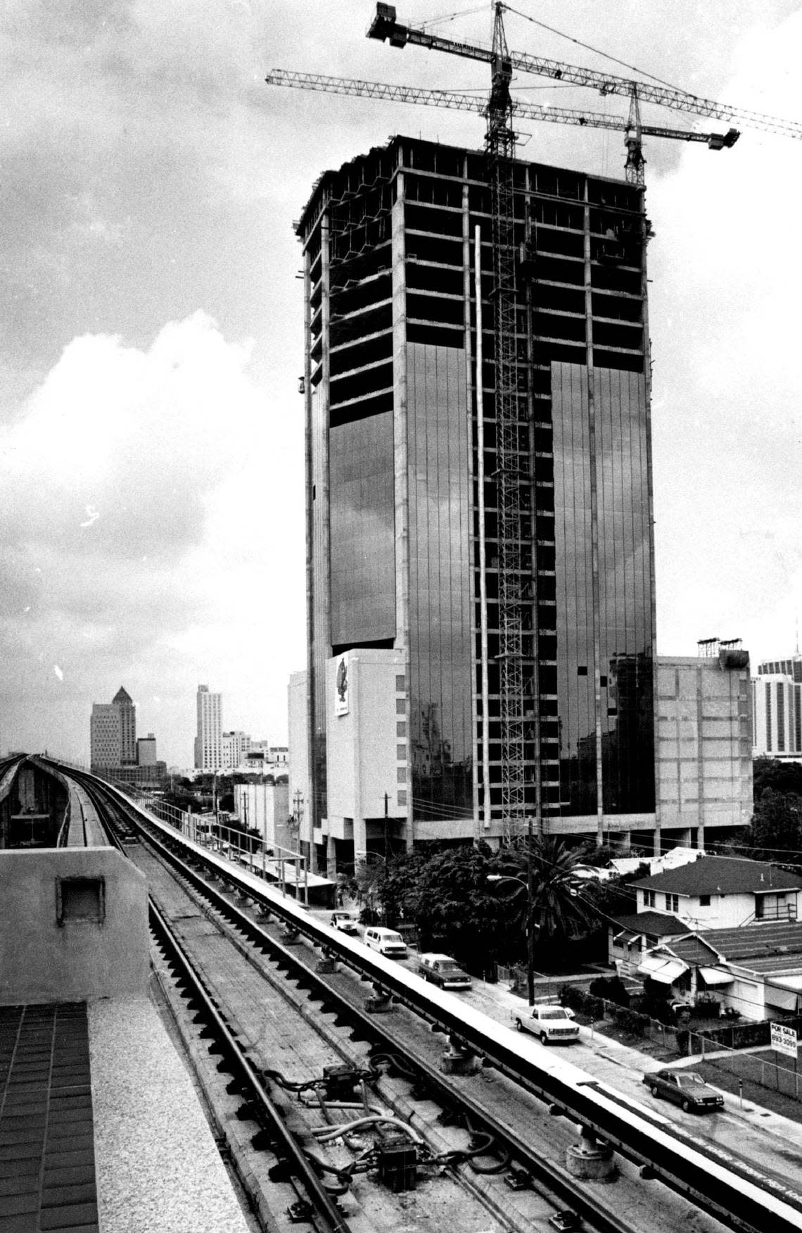The 27-story Brickell Station towers bear Brickell Metrorail station.