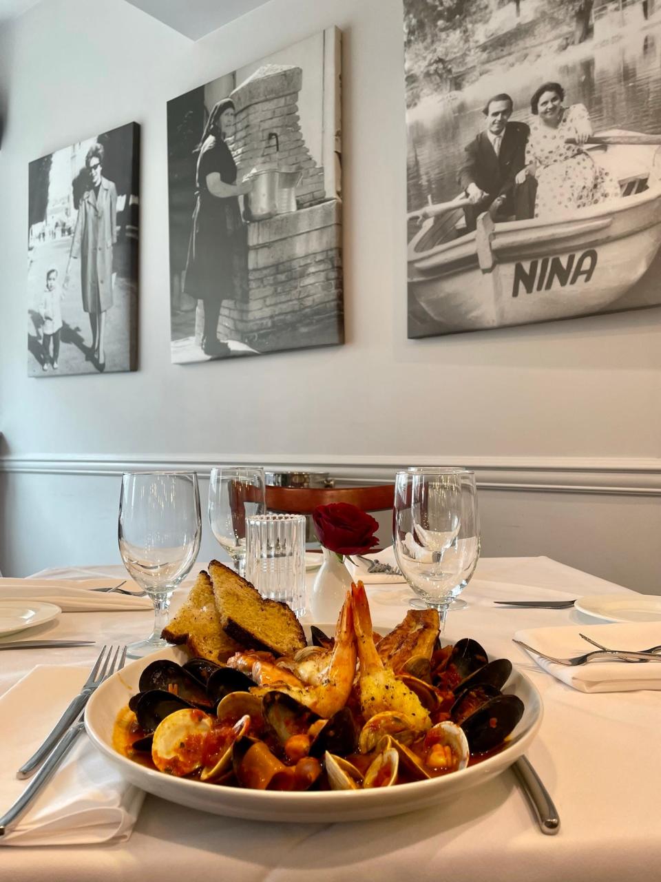 Cacciucco, a Tuscan fish stew with mussels, clams, monkfish, prawns, scungilli and calamari, served at Lupa Ristorante in Berkeley Heights.