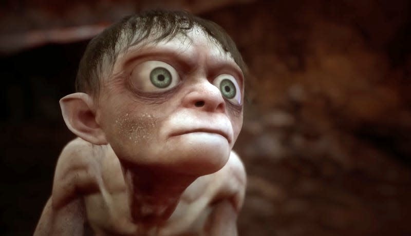 Gollum in The Lord of the Rings: Gollum is staring at something offscreen.