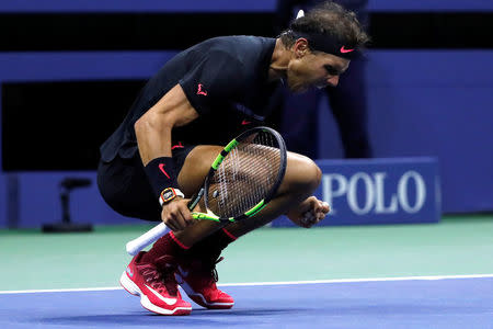 Tennis - US Open - Semifinals - New York, U.S. - September 8, 2017 - Rafael Nadal of Spain celebrates his win against Juan Martin del Potro of Argentina. REUTERS/Mike Segar