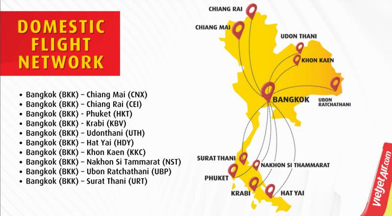 ▲現在泰越捷航空在曼谷素萬那普機場營運多條連接泰國國內旅遊地的航班，包括普吉島、甲米和清邁。（圖／泰越捷航空提供）