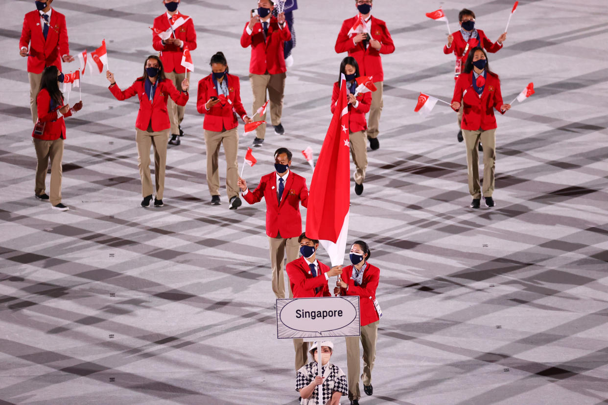 Team Singapore during the 2020 Tokyo Olympics opening ceremony.