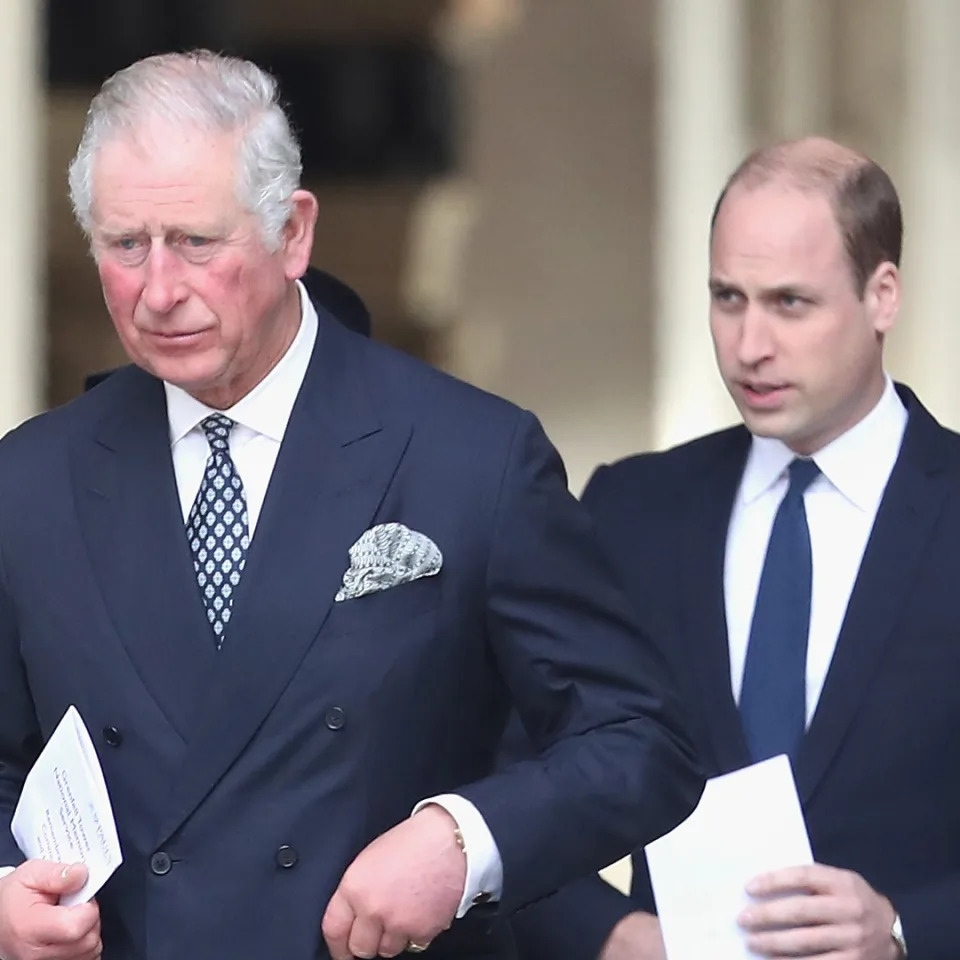  King Charles, Prince William, and Prince Harry attend the Grenfell Tower National Memorial Service on December 14, 2017. 