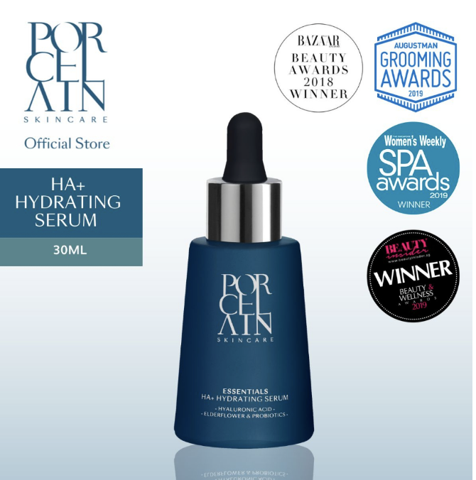 [Porcelain] HA+ Hydrating Serum 30ml in blue with award labels