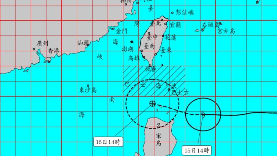 輕度颱風「尼莎」路徑曝光。（圖／中央氣象局）