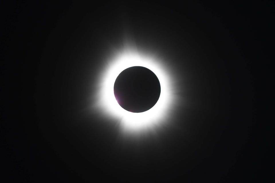 The Eclipse reaches totality during the 2024 Solar Eclipse in Bessie, Tenn., on Monday, April 8, 2024.