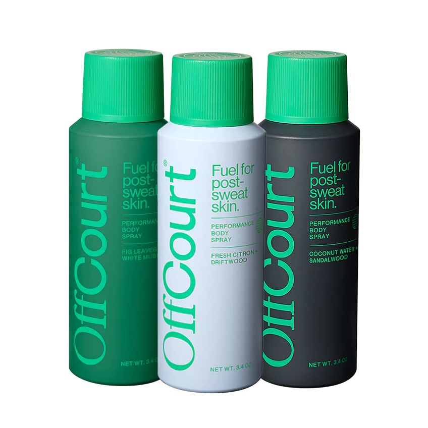 OffCourt Performance Body Spray Trio Pack; aluminum-free deodorant for men