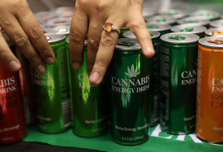 Energy drinks made from cannabis are seen at the opening of the four-day Cannabis expo in Pretoria, South Africa, December 13, 2018. REUTERS Siphiwe Sibeko