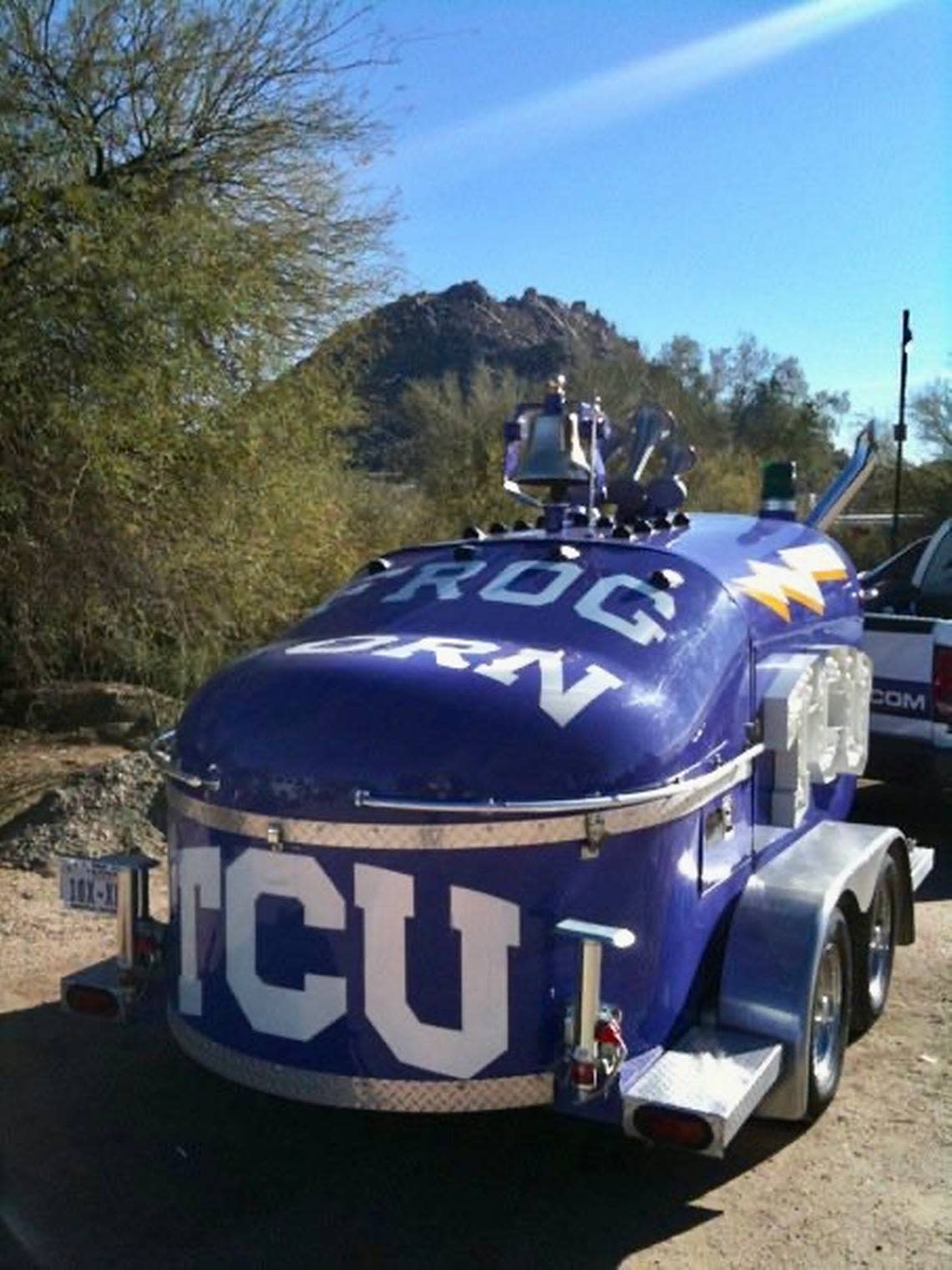 The Frog Horn visited the mountains outside Phoenix, Arizona, before the 2010 Fiesta Bowl. TCU lost, 17-10, to Boise State.
