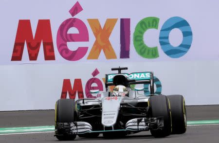 Formula One - F1 - Mexican F1 Grand Prix - Mexico City, Mexico - 28/10/16 - Mercedes' Lewis Hamilton of Britain during the second practice session. REUTERS/Henry Romero