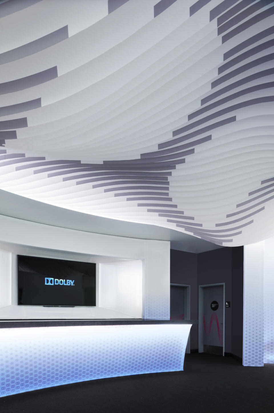 This publicity photo provided by Dolby Laboratories, Inc. shows the interior of the Dolby Lounge located inside the Dolby Theatre in the Hollywood section of Los Angeles. Dolby gave a makeover to the VIP lobby lounge. The 85th Academy Awards will be broadcast from the Dolby Theatre for the first time on Sunday, Feb. 24, 2013. (AP Photo/Dolby Laboratories, Inc., Ryan Gobuty/Gensler)