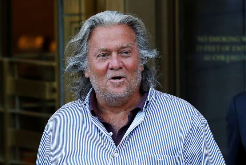 Former White House Chief Strategist Steve Bannon exits the Manhattan Federal Court in New York City