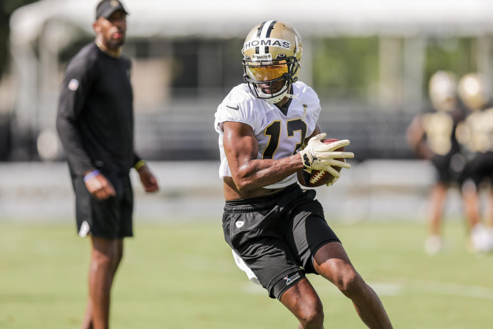 Michael Thomas returned to the Saints for the first time in a year. (Stephen Lew-USA TODAY Sports)