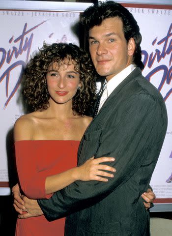 <p>Jim Smeal/Ron Galella Collection via Getty Images</p> Jennifer Grey and Patrick Swayze at the premiere of <em>Dirty Dancing</em> in New York City on Aug. 17, 1987