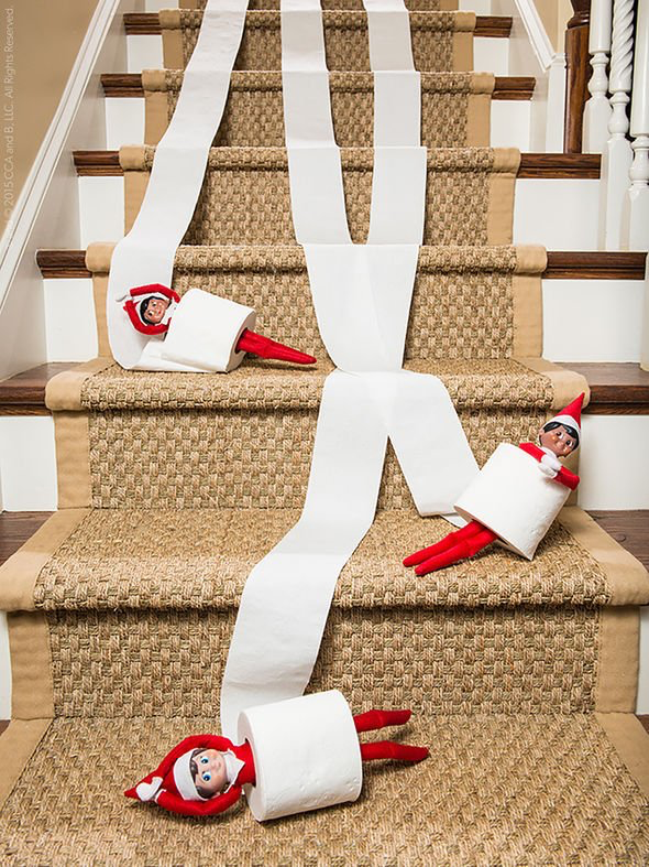 Elf on the Shelf Toilet Paper Stairs