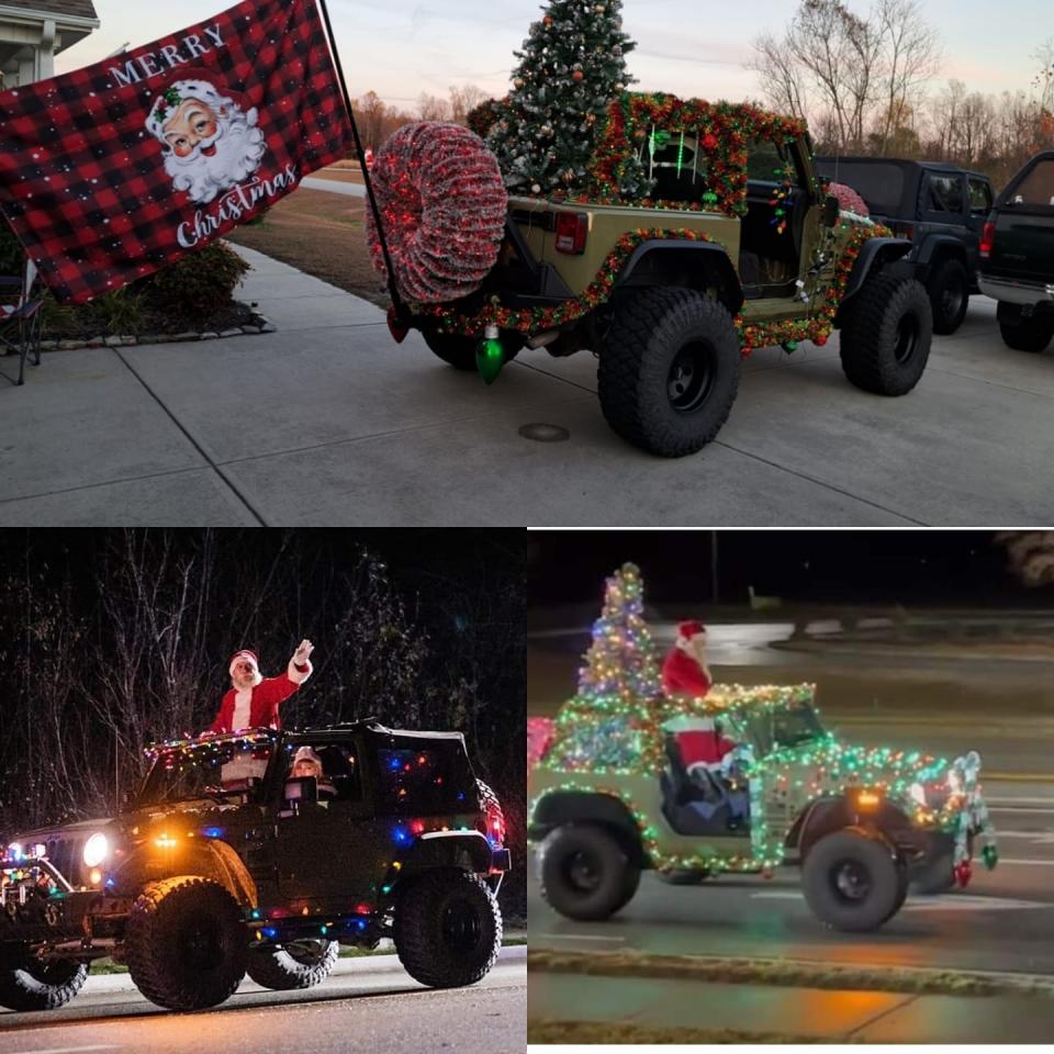 Beulaville resident Mel Plankenhorn and her family ride around as Jeep Santa and Mrs. Jeep Claus during the Christmas season.