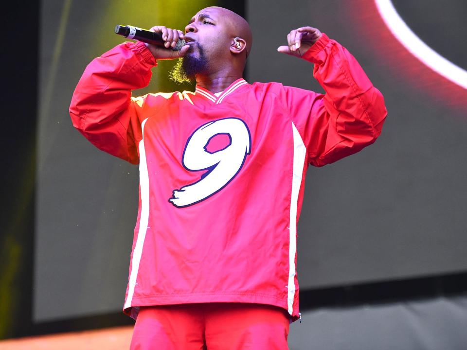 Rapper Tech N9ne performing onstage during the Power 106 Powerhouse festival in 2018.