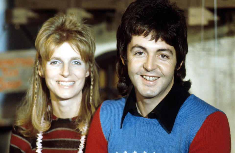 Linda McCartney and Paul McCartney of Wings in 1973