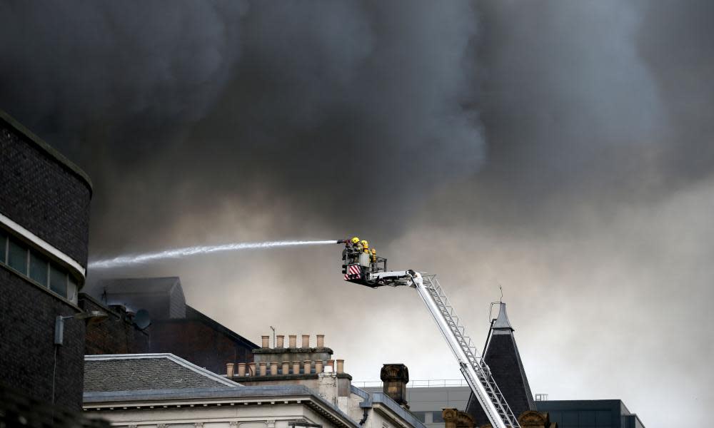 Firefighters tackle the blaze on Sauchiehall Street.