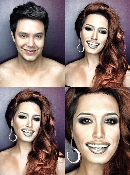 Makeup artist Paolo Ballesteros transforms himself into Miss USA 2014, Nia Sanchez.