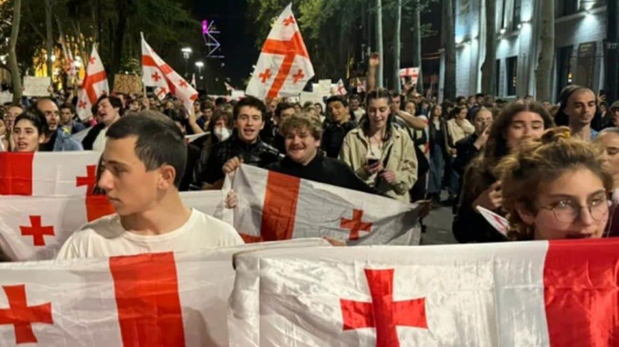 Protests against law on "foreign agents" in Tbilisi. Photo: Sova