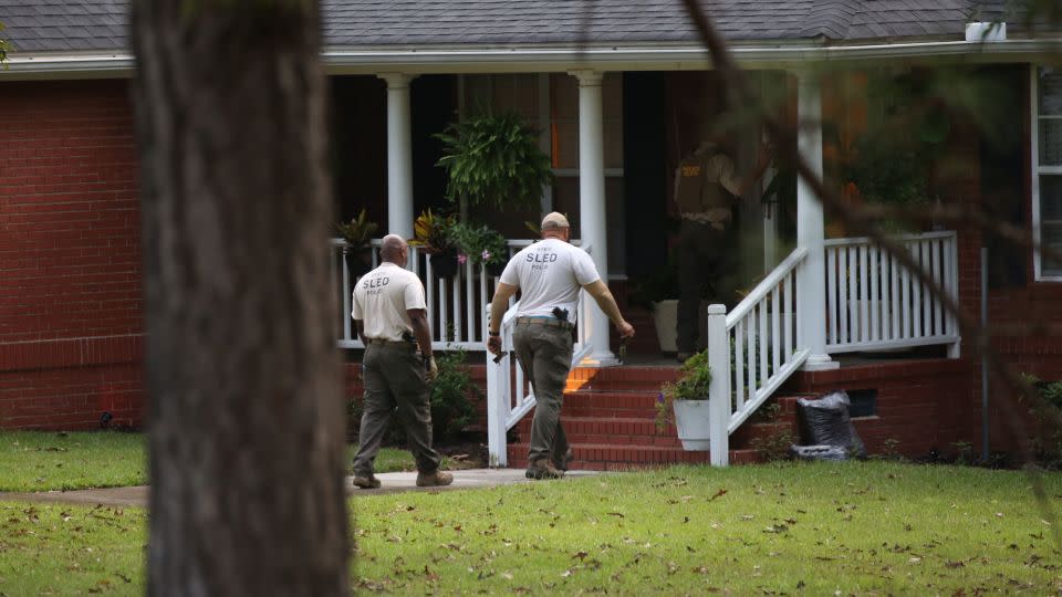 SLED officers enter a home following a law enforcement raid related to dog fighting in Orangeburg, South Carolina, on September 21, 2023. - Austin Steele/CNN