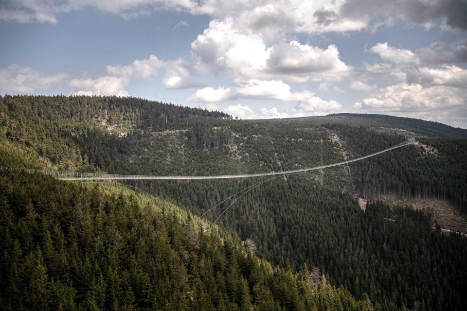 The longest suspension pedestrian bridge in the world Sky Bridge 721 is seen in Dolni Morava, Czech Republic on May 9, 2022.