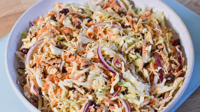 cabbage slaw in bowl