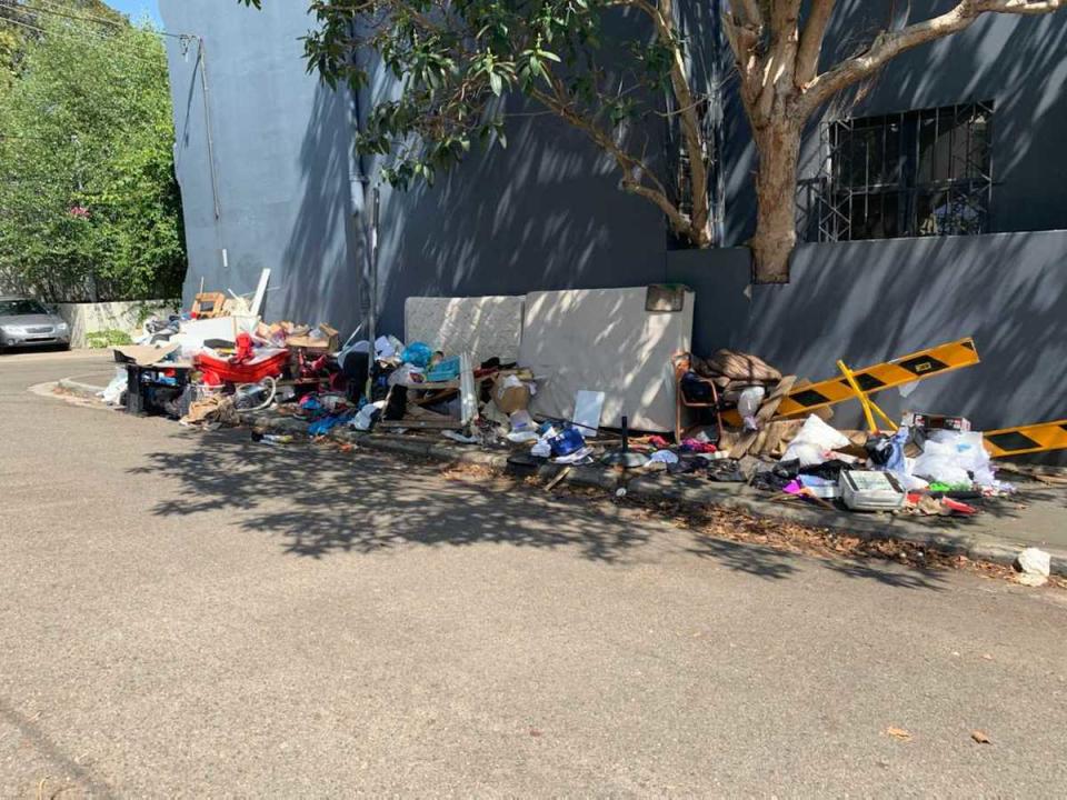 The pile of council clean-up rubbish in Edgecliff. Source: Riley Morgan