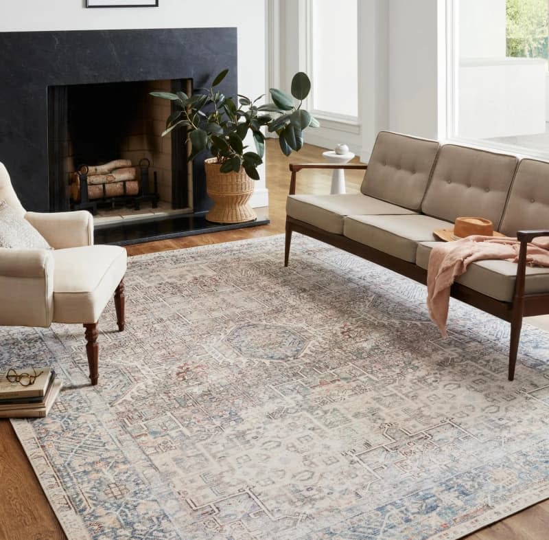 Chris Loves Julia x Loloi Jules Oriental Natural/Ocean Area Rug, 5' x 7'6"