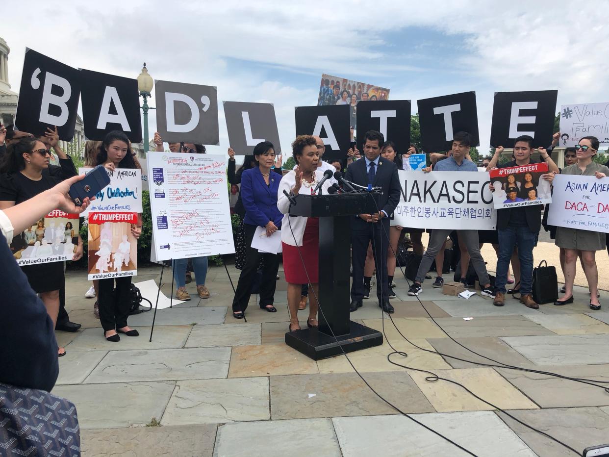 Members of UndocuBlack, Asian Americans Advancing Justice, Church World Service, The National Korean American Service &amp; Education Consortium (NAKASEC) and other advocates protest Rep. Bob Goodlatte's hard-line immigration bill. (Photo: NAKASEC)