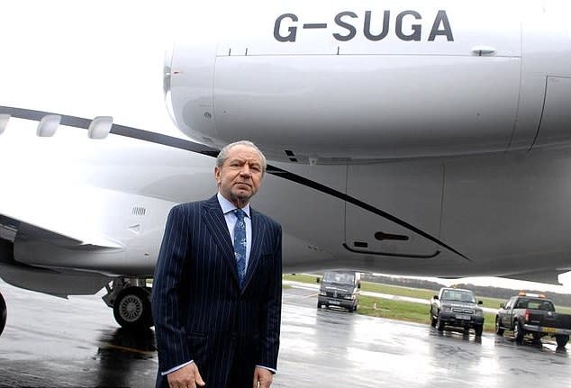 Lord Sugar had lent his own private jet to a friend. Copyright: [Facebook]