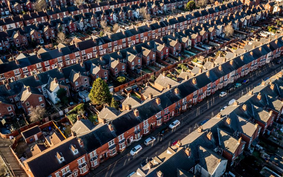 Back-to-back terraced houses in the north of England