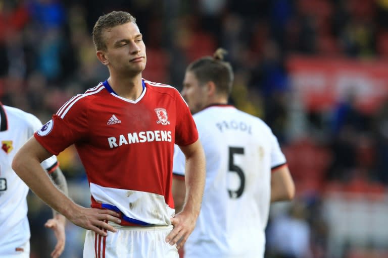 Ben Gibson tried his luck for Middlesbrough with a 35 yard shot