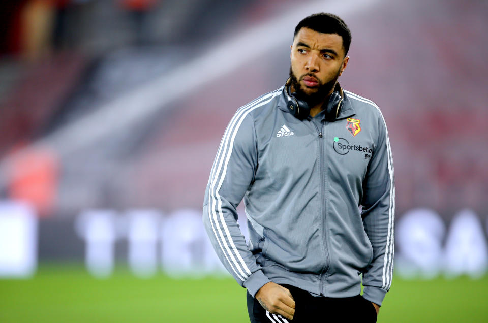 Watford's Troy Deeney inspects the pitch prior to the beginning of the Premier League match at St Mary's. Southampton. (Photo by Mark Kerton/PA Images via Getty Images)