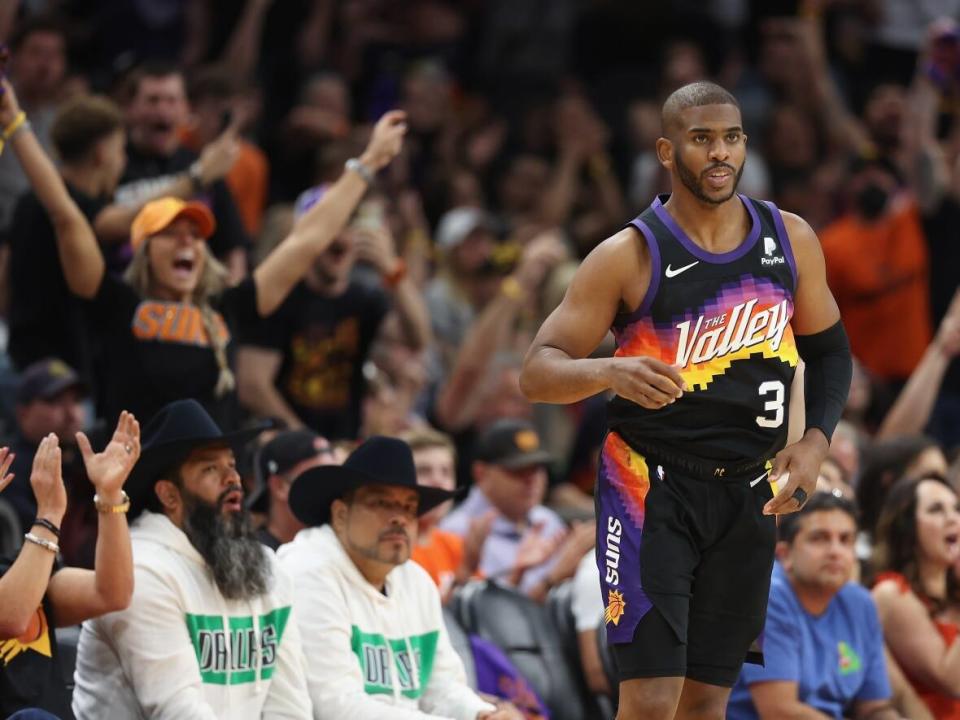 Chris Paul of the Phoenix Suns was upset during a game on Sunday when a fan disturbed his family. (Getty Images - image credit)