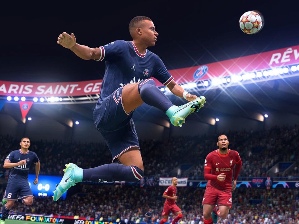 Kylian Mbappé and Virgil van Dijk in ‘Fifa 22' (EA Sports)