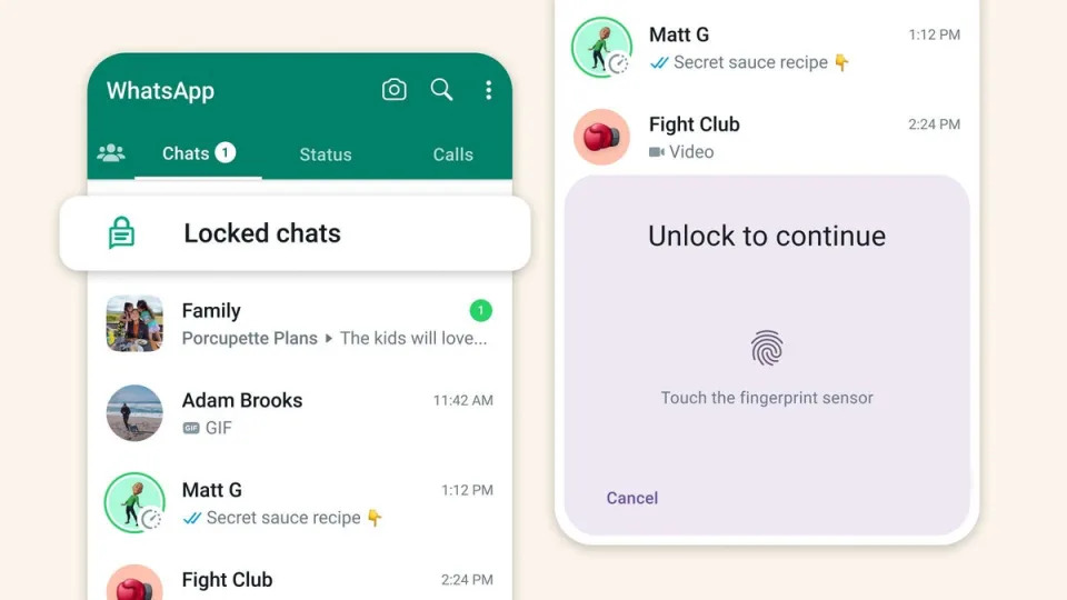 Meta CEO Mark Zuckerberg shared a screenshot of what the new Locked Chats WhatsApp feature will look like (Meta)