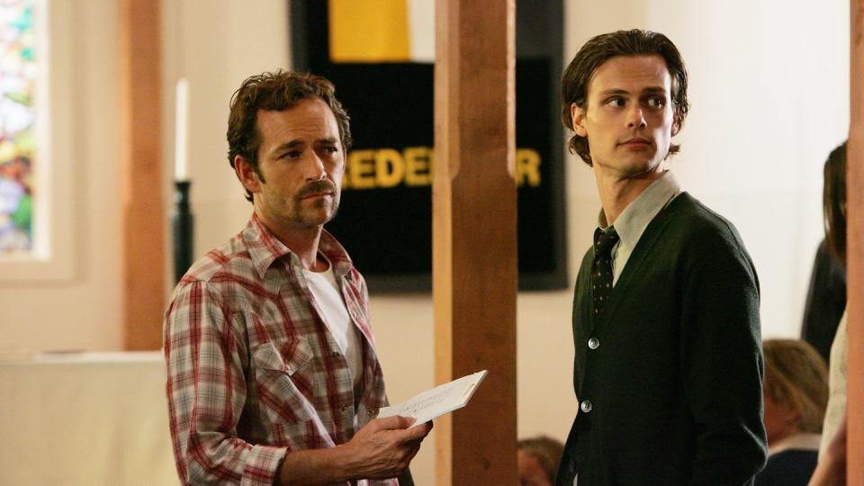 los angeles july 10 minimal loss reid matthew gray gubler, right tries to talk with cult leader benjamin cyrus special guest star luke perry, left from on criminal minds, wednesday, oct 8 900 1000 pm, etpt on the cbs television network sonja flemmingcbs via getty images