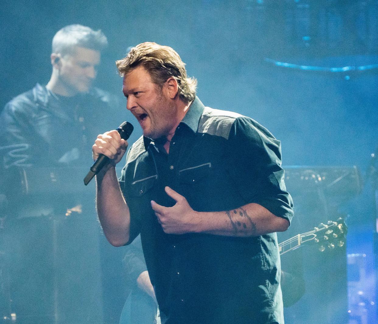Blake Shelton performs for his Back To the Honky Tonk Tour on Saturday February 24, 2024 at Fiserv Forum in Milwaukee, Wis.