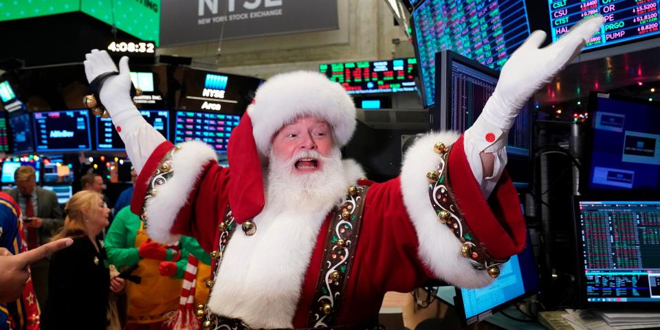 Santa Christmas Wall Street stocks