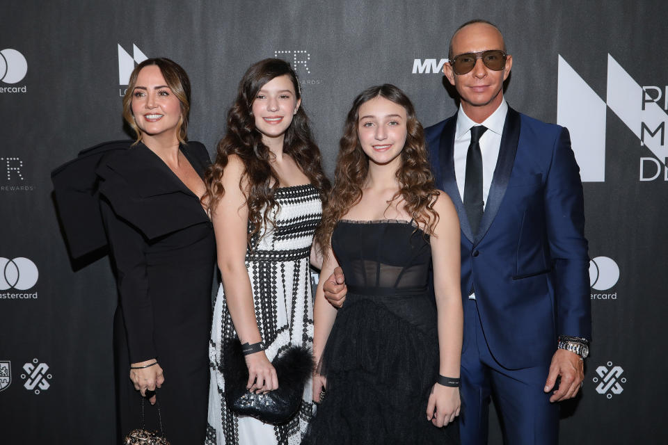 MEXICO CITY, MEXICO - AUGUST 21:  Andrea Legarreta, Mia Rubin Legarreta, Nina Rubin Legarreta and Erik Rubin attend the Premios Metropolitanos de Teatro 2019 at Plaza Carso on August 21, 2019 in Mexico City, Mexico.  (Photo by Victor Chavez/Getty Images)